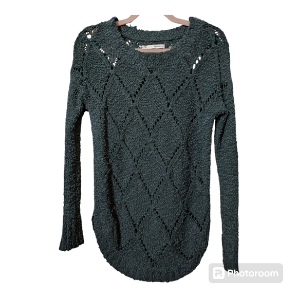 Maurices Small Diamond Open Knit Popcorn Sweater Green - Picture 1 of 5